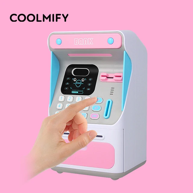 Electronic Piggy Bank Simulated Face Recognition  Machine Cash Saving Box ATM Bank Safe Box Deposit Banknote Christmas Gift 4