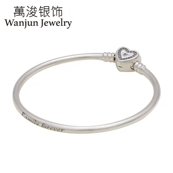 

Wanjun Jewelry 100%925 Silver High Quality Fashion Exquisite Insets Love Necklace Head Bangles To GIRL'S Design Simple Gift