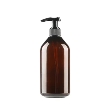

400ml brown PET Plastic Cosmetic Lotion pump Bottle Plastic Dispenser Pump Bottle Empty Refillable Liquid Oil Body Bottles