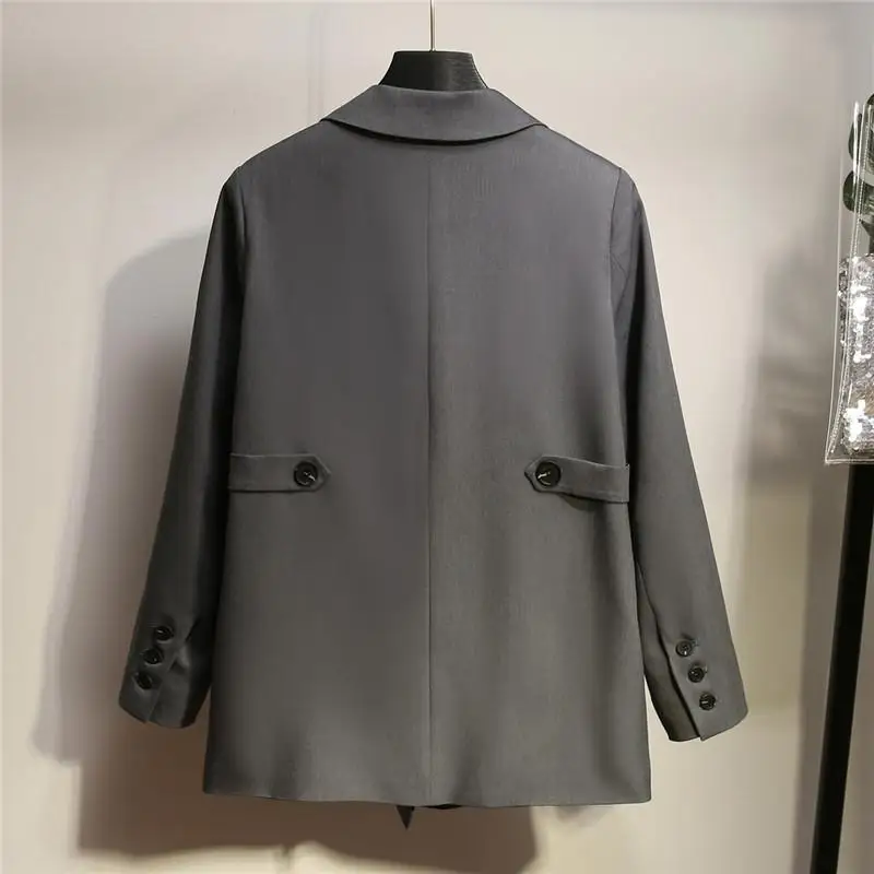 XL-5XL осенние женские костюмы больших размеров повседневные двубортные пальто+ комплект с плиссированной юбкой блейзеры размера плюс офисные юбки Комплекты