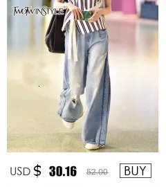 TWOTWINSTYLE повседневное модные мотобрюки для женщин высокая талия карман на молнии широкие брюки женские большие размеры 2019 весн