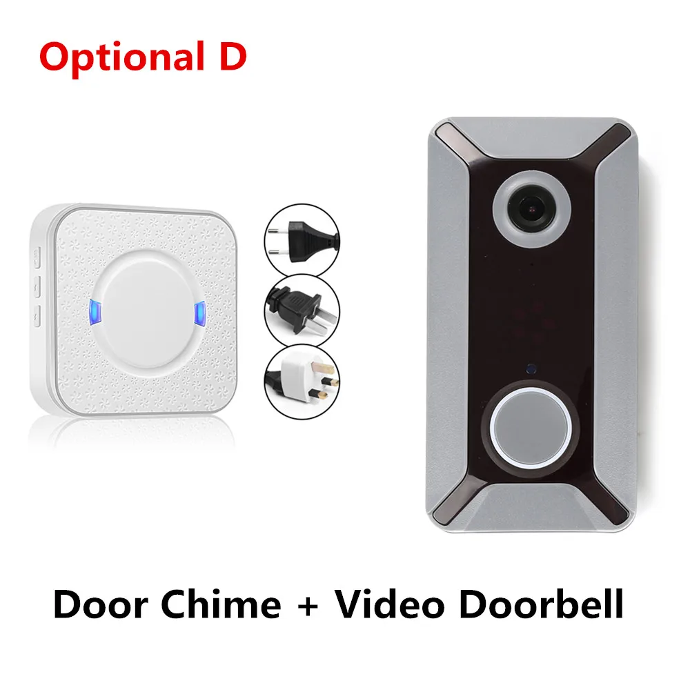 optional D OUSU V6 HD 720P видео дверной звонок беспроводной WiFi умный дверной звонок Водонепроницаемый IP дверной звонок визуальный домофон для домашней камеры безопасности - Цвет: optional D