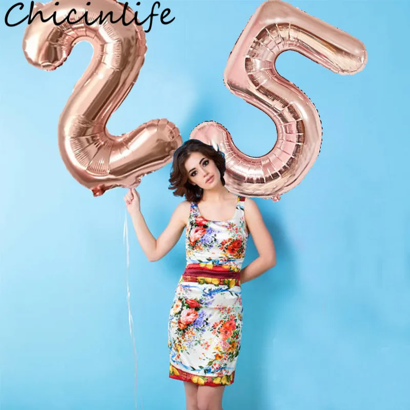 Chicinlife 1 шт. 40 дюймов розовый/розовый золотой с цифрой фольга воздушный шар днем