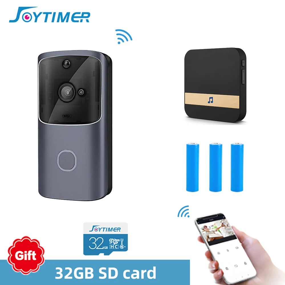 Joytimer-timbre inteligente con cámara Wifi, llamada inalámbrica, intercomunicador de vídeo para puerta, teléfono, cámaras de seguridad para el hogar, adecuado para apartamentos