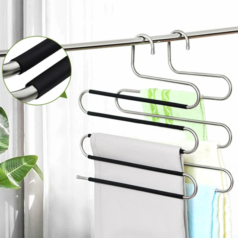 

1pcs Hanger S-type Multi Layers Pant Hangers Rack Closet Storage For Trousers Functional Practical Mount Multiple Ties Belts