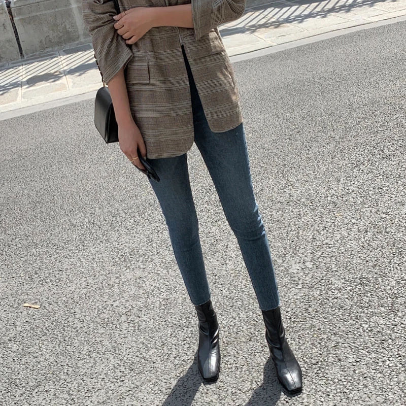 FINEWORDS Winter Korean Style High Waist Skinny Jeans Women Push Up Boot Cut Jeans Slim Stretch Plus Size Pencil Denim Pants