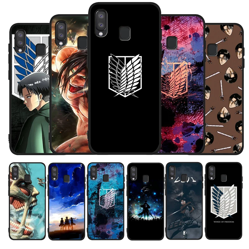 Чехол для телефона Samsung Galaxy A71 A51 A41 A31 A20E A10 A20 A40 A50 A70 M30S M20 A7 A8 A9 черный с аниме Атака