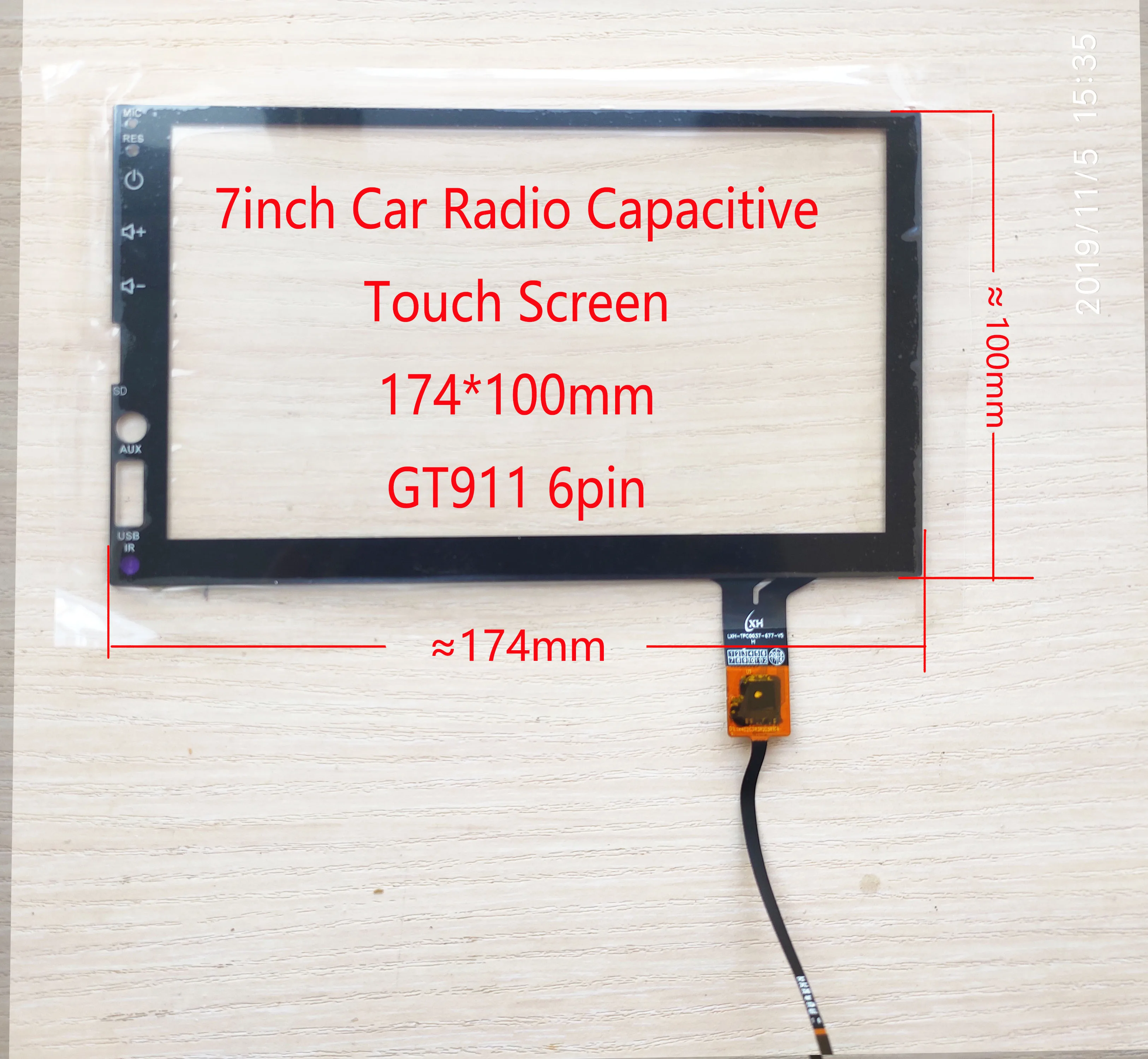 

7 inch Car Radio MP5 Capacitive Touch Screen Sensor Digitizer Panel Glass GT911 6pin 174*100mm LXH-TPC0037-677 HC-36GT911 7023