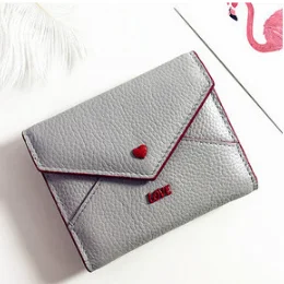 grey card wallet Натуральная кожа кошелек женщины роскошь любовь сердце дамы небольшой кошелек для карточек Известный бренд черный Красный бумажники с карманом для монет серо-голубой - Цвет: grey card wallet