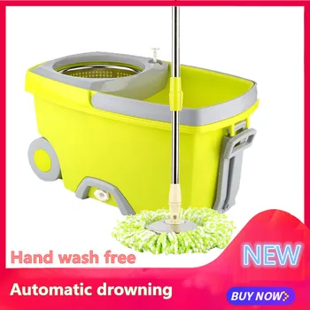 

360 Rolling Magic Floor Spin Mop Hands-free Spin Stainless Steel Microfiber Mop Bucket Set Foot Pedal Rotating Floor Mop