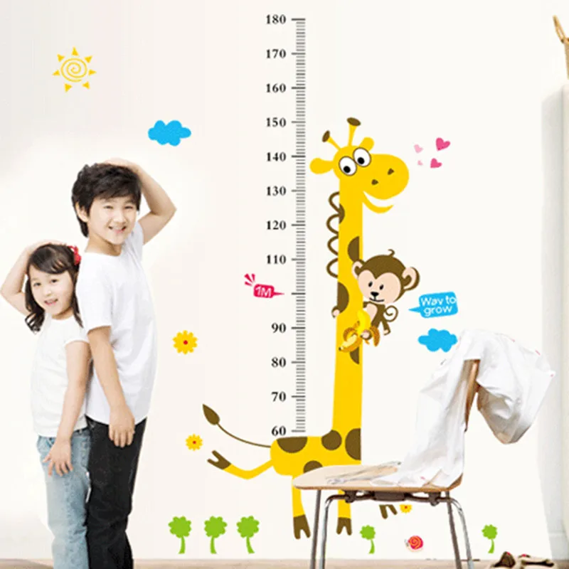 Детская диаграмма роста, настенная наклейка, Декор, мультяшный жираф, высота, линейка, наклейки на стену, украшение для дома, комнаты, настенная художественная наклейка, плакат