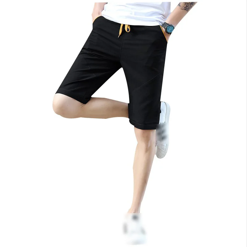 Летние мужские пляжные шорты, модные мужские обтягивающие брюки для бега, мужские повседневные дышащие одноцветные шорты - Цвет: Black