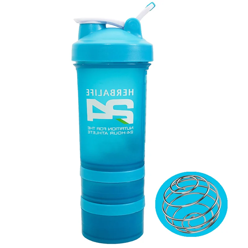 500ml 4 500ML Protein Powder Shaker Bottle Sports Fitness Mixing Whey Protein Water Bottle Sports Shaker for Gym Powerful Leakproof - Цвет: 500ml 4