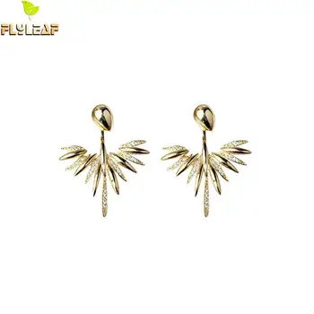 

Gold Drop Earrings For Women Real 925 Sterling Silver Fine Jewelry Luxury Zircon Earings Fashion Jewelry Wedding Two Kinds Wear