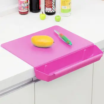 

2-in-1 Kitchen Antibacterial Chopping Board Non-slip Folding Cutting Board with Slot Rose Red