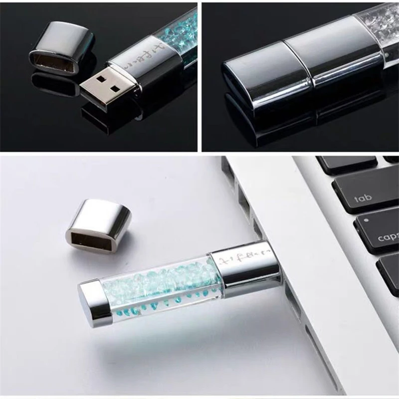 pen drive 8gb Crystal USB flash drive 64gb metal usb memory flash 128gb 4gb Jewelry pendrive 16gb cle usb 32gb free custom logo