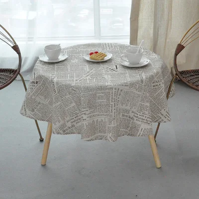 table cloth Nordic Polyester Cotton Round Table Cloth Color Yellow Rice Word Gray Arrow Cotton and Linen Printing Tablecloth Custom - Color: table cloth