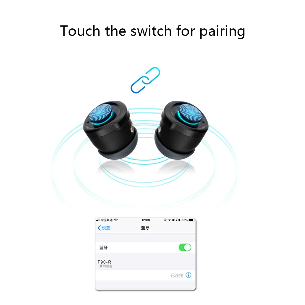 2-в-1 T90 Bluetooth 5,0 наушники Беспроводной наушники Фитнес смарт-браслет Смарт-часы