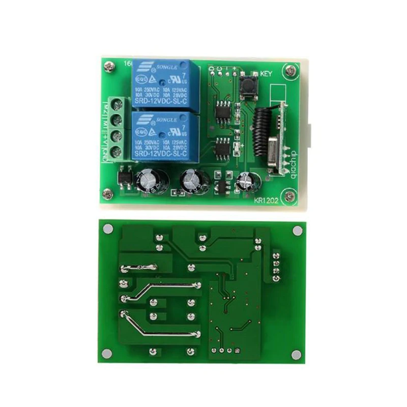 QIACHIP 433 Mhz Беспроводной RF переключатель DC 12V 2CH RF релейный модуль приемника+ 433 Mhz пульт дистанционного управления для двигателя постоянного тока