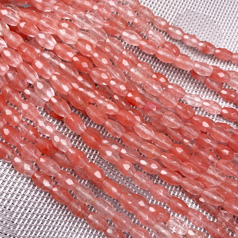 Watermelon Red Stone Граненые бусины в форме колонны из натурального камня, полуфабрикаты из кристаллов для самостоятельного изготовления ювелирных изделий, колье, браслет, аксессуары - Цвет: Watermelon Red Stone