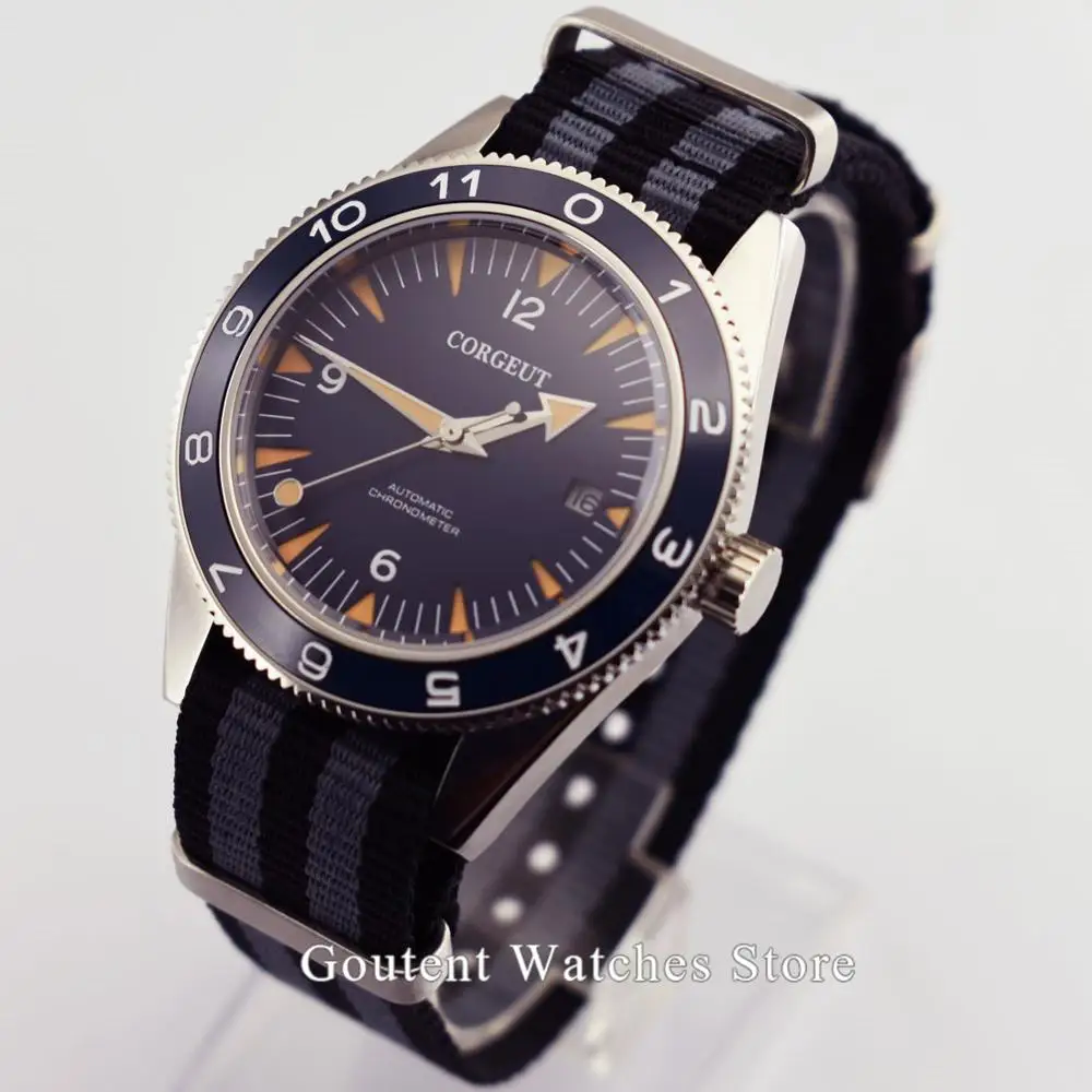

41mm Corgeut/Sterile Men's Watch Black Dial Luminous Ceramic Bezel Automatic Clock Luxury Brand Top Mechanical Man Watch