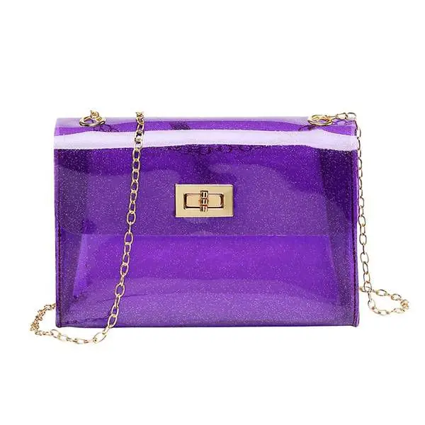 Желейная сумка, блестящая, конфетного цвета, сумка через плечо, для девушек, любимые вечерние сумки, сумка через плечо, пляжная сумка, оранжевая - Цвет: Purple