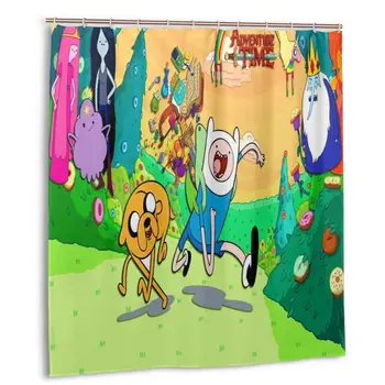 

Adventure Time Shower Curtain with Hooks bathroom Waterproof Polyester Fabric