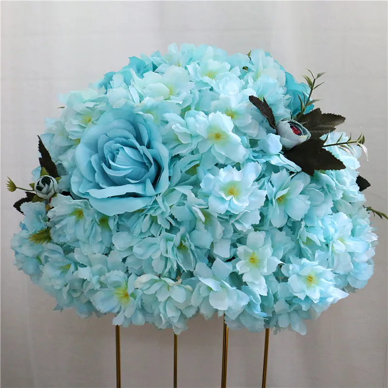 45cm blue Романтический свадебный цветок вишни Арка ряд цветов Искусственный шелк цветок домашний отель обеденный стол цветок шар Рождественское украшение - Цвет: 45cm blue