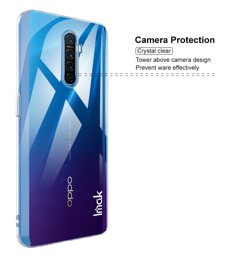 Imak высокий прозрачный кристалл Pro Полное окруженное покрытие для Realme X2 Pro Чехол устойчивый к истиранию жесткий чехол для OPPO Reno Ace