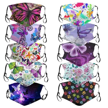 

10pc Adult Printed Flower Masks Can Put Gaskets On Adult Male And Female Outdoor Cotton Protective Masks Washable And Reusable