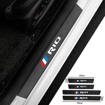 

4PCS Carbon Fiber Car Door Sill Guard Protected Leather Stickers Vinyl Decals For KIA RIO 2 3 4 5 Xline Car Styling Accessories