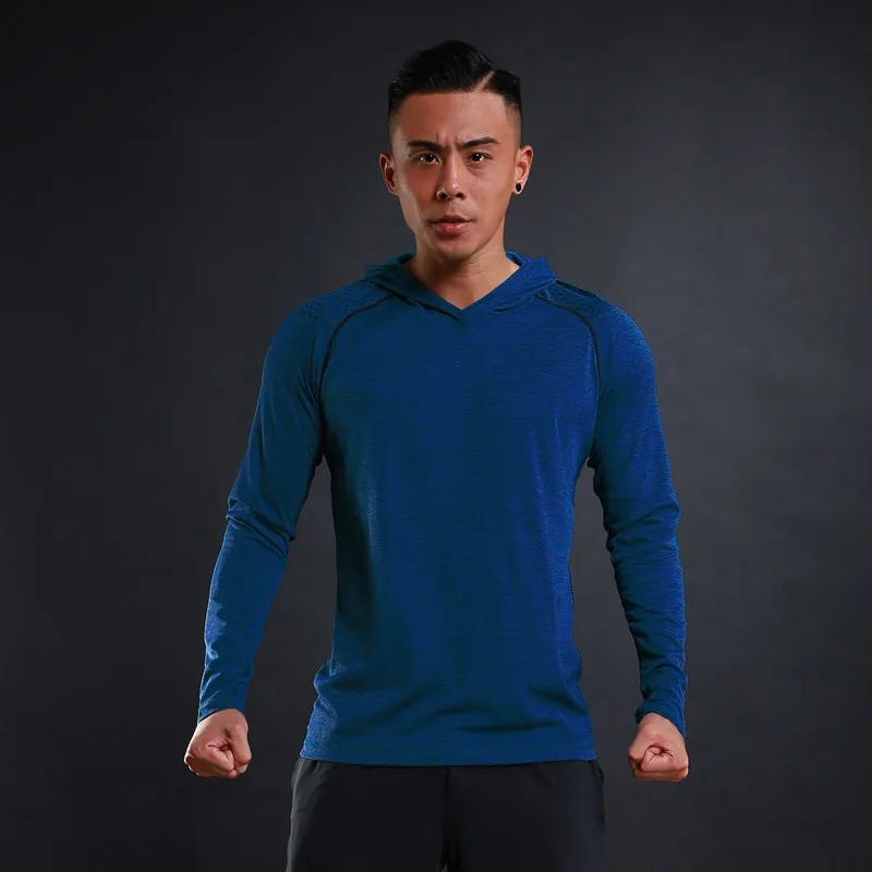Quick Dry Compression Sport Shirts Men's Running t-Shirts Workout Hoodies Tight Fitness Gym Top Soccer Shirts Jersey Sportswear