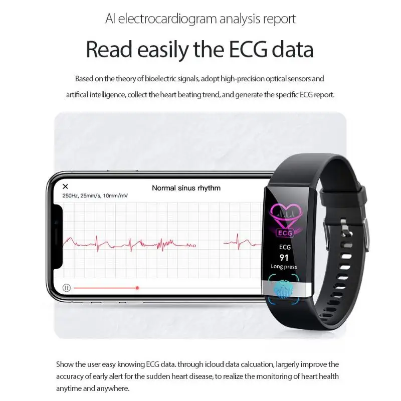 V19 Inteligente Pulseira ECG+ PPG+ VFC монитор сердечного ритма de presssano артериальный Smartband Leve e delicalado разделители для маникюра Android iOS