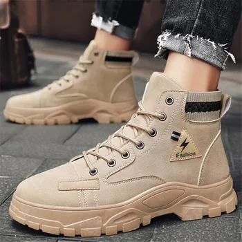 

Designer 2020 new men's shoes high-top trend casual riding boots men tooling boots fashion thick-soled men's sneakers shoes