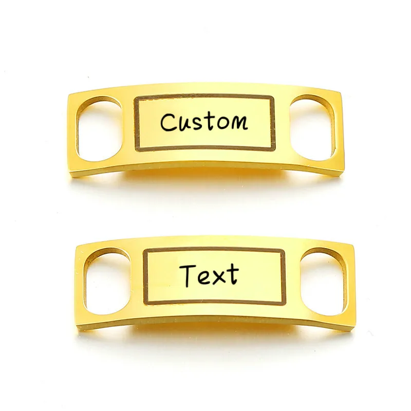 Hebilla de zapato personalizada con nombre para hombre y mujer, 1 par de letras en láser, placa con nombre de acero inoxidable, Clips para zapatos