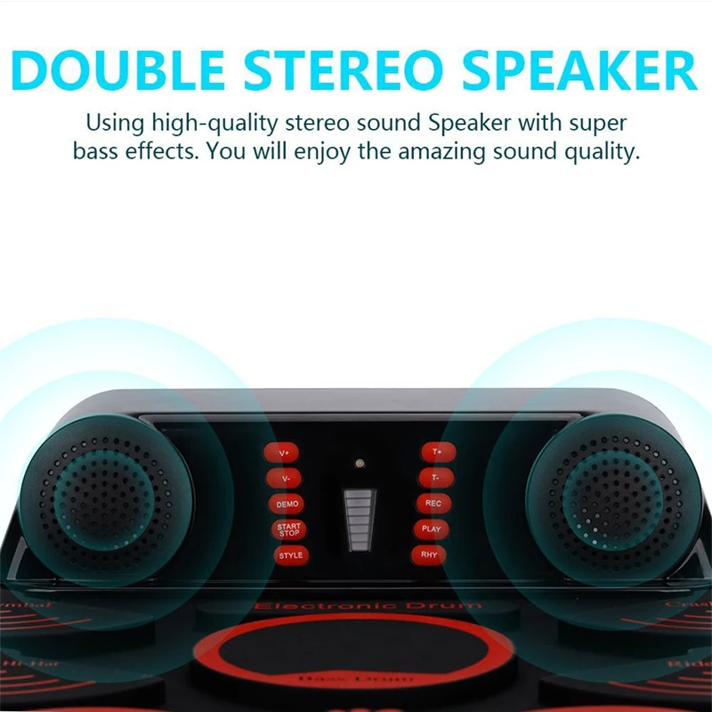 9 point Silicon drum Pads Portable Electronic Roll Up Drum Set With Sticks Foot Pedals For Kids Adu