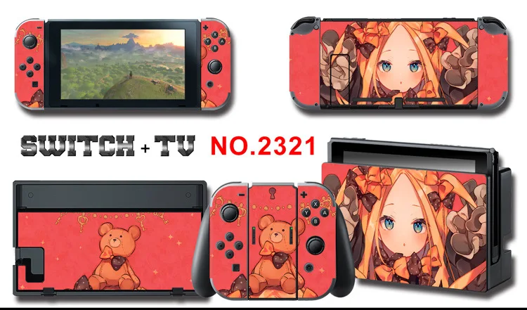 1set New Cute Anime Full Body Sticker for NS Switch Protective Cover Skin Colorful Art for Game Console Joy-Con Controller Decor