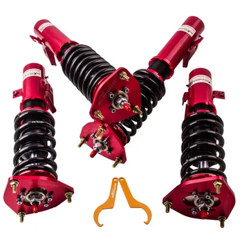 

24 Ways Damper Coilover Kits Absorbers For Subaru Impreza WRX GC8 93-01 Red for GF8 EJ20 Struts Suspension Coil Top mount