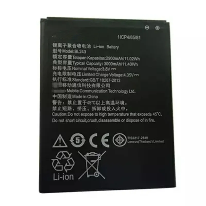 BL243 сменный литиевый аккумулятор 2900 мАч для lenovo K3 Note K50-T3S K50-T5 A7000 A7600-M батареи