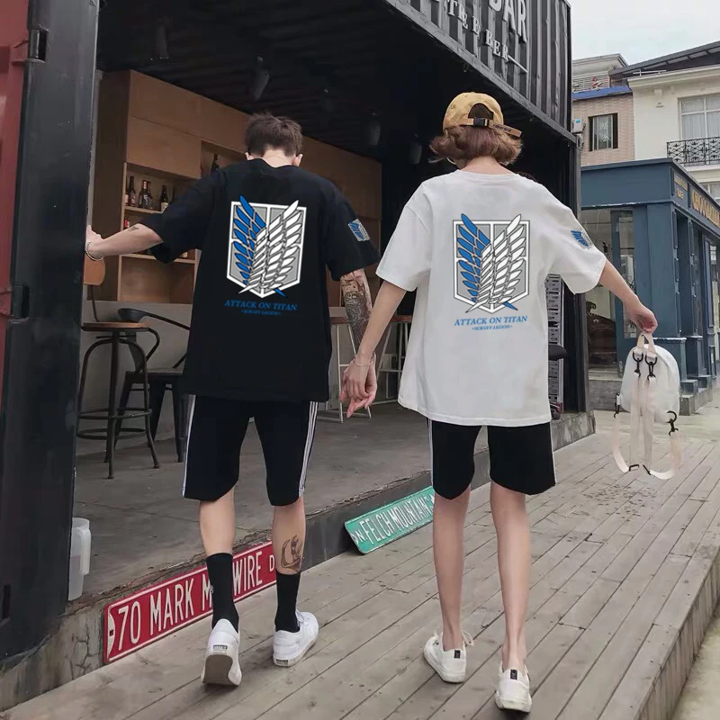 

Attack on Titan T-shirts Anime Shingeki No Kyojin Cosplay Clothes Jiyuu No Tsubasa Printing Cosplay Costume Role Play Clothing
