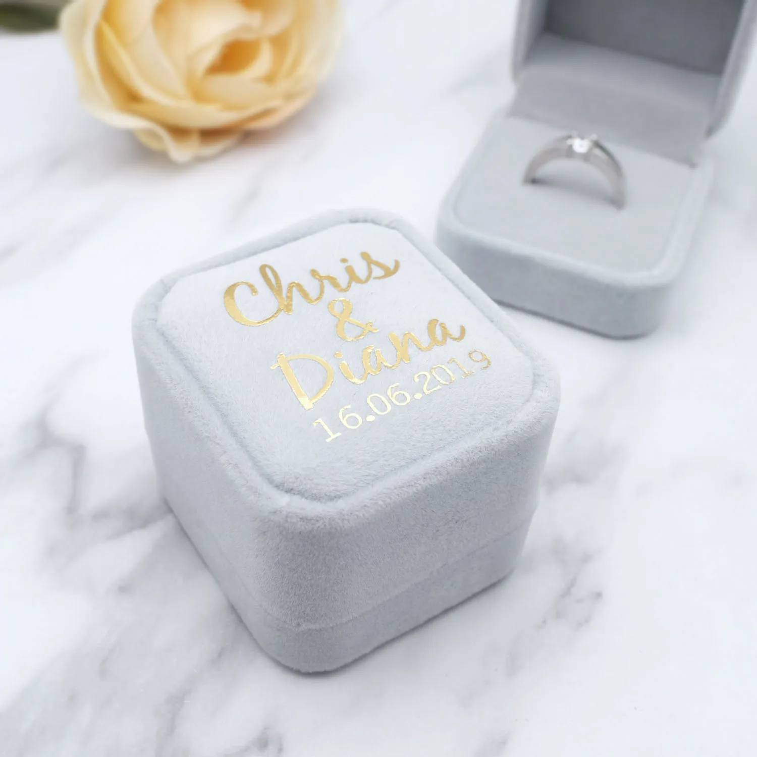 

Customized Velvet Ring Box,Wedding Ring Box,Personalized Wedding Ring Holder,Engagement box