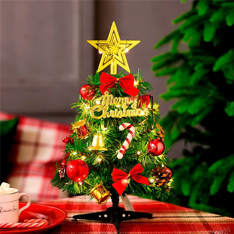 Merry Christmas мини настольная Рождественская елка, декоративный светодиодный светильник, домашний стол для гостиной, рождественский подарок, вечерние украшения@ C