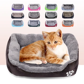 

Square Kennel Pet Bed Dog Mat House Cat Warm Nest Pat Soft Puppy Blanket Candy Color Winter Litter Sofa for Large Pets Cotton