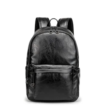 

Classical Black color fashion men pu leather travel backpack outdoor Vintage School Bag for male 200820-65