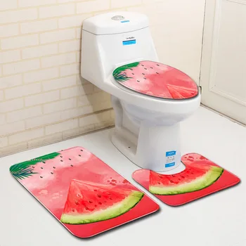 

3 pieces/set Cartoon Watermelon Bath Mat, Toilet Carpet, Bathroom Soft Hygroscopic Mat Floor Mat