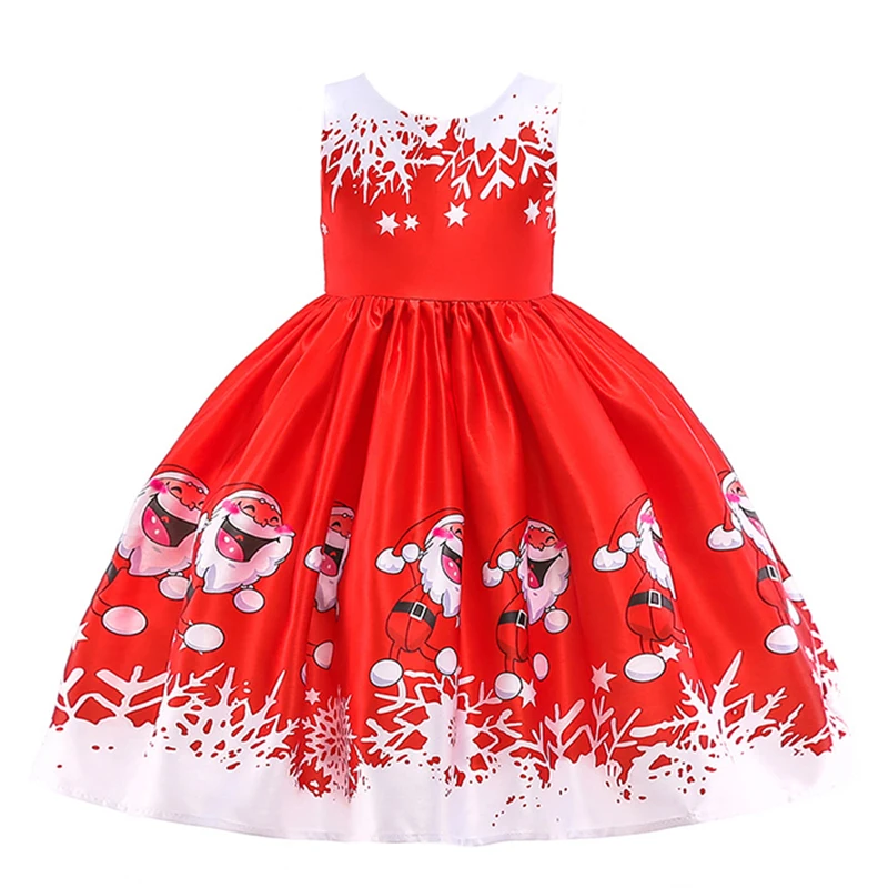 

Christmas Baby Girl Dress Santa Claus Printing Clothing Halloween Christmas Costume Kids Dresses Girls Birthday Party Dress