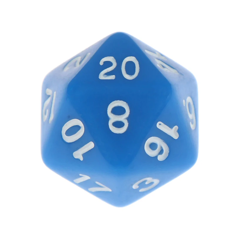 BL 1 шт. эффект D20 игральные кости для настольной игры 20 сторонних данных насыщенных цветов аксессуары для настольной игры акриловые цифровые игральные кости - Цвет: BL