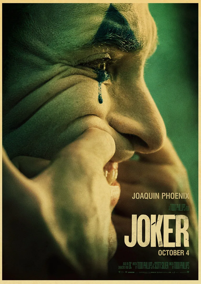 E162 Joaquin Феникс Джокер DC фильмы-Комиксы настенная живопись печать на кофе ретро плакаты картинки Хэллоуин домашний декор - Цвет: E162