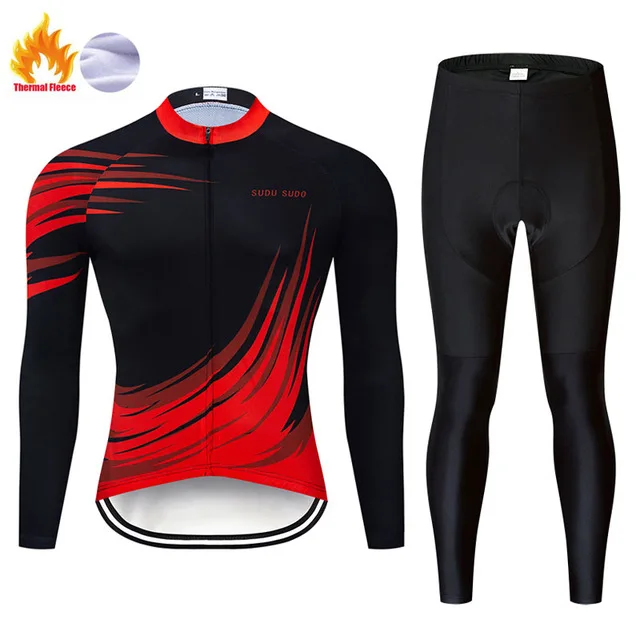 fleece set 5 Зимний термальный флисовый комплект для велоспорта, одежда для горного велосипеда, одежда для велоспорта, комплект для велоспорта, Майо Ropa Ciclismo Invierno - Цвет: fleece set 5