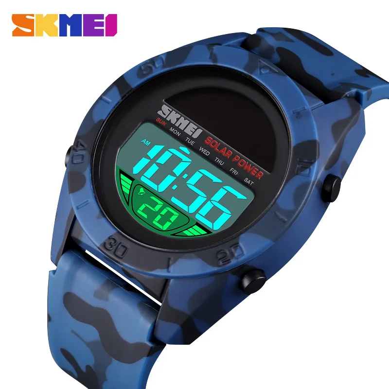 

SKMEI Sloar Sport Watch Men Digital Colorful Wristwatches Lithium Battery Chrono Stopwatch Mens Luminous Hour reloj hombre 1592